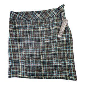 Cheryl Nash Skirt Women 10 Brown Multicolor Plaid Tweed Shannon Lined Career